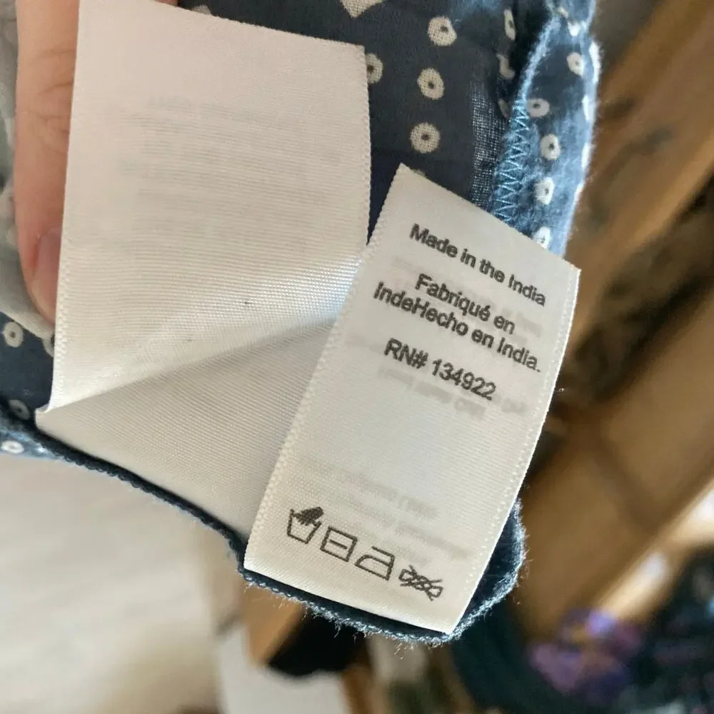 Emerson Fry Maxi Dress Caftan One Size Geometric Oversized Blue Boho Hippie - Picture 14 of 16